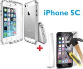 iPhone 5C tempered glass   Screen protector / met Gratis Ultra Dunne Transparant TPU hoesje