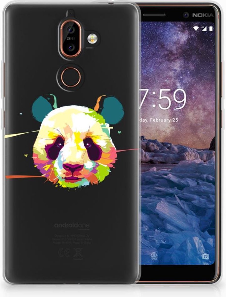 Nokia 7 Plus Telefoonhoesje met Naam Panda Color