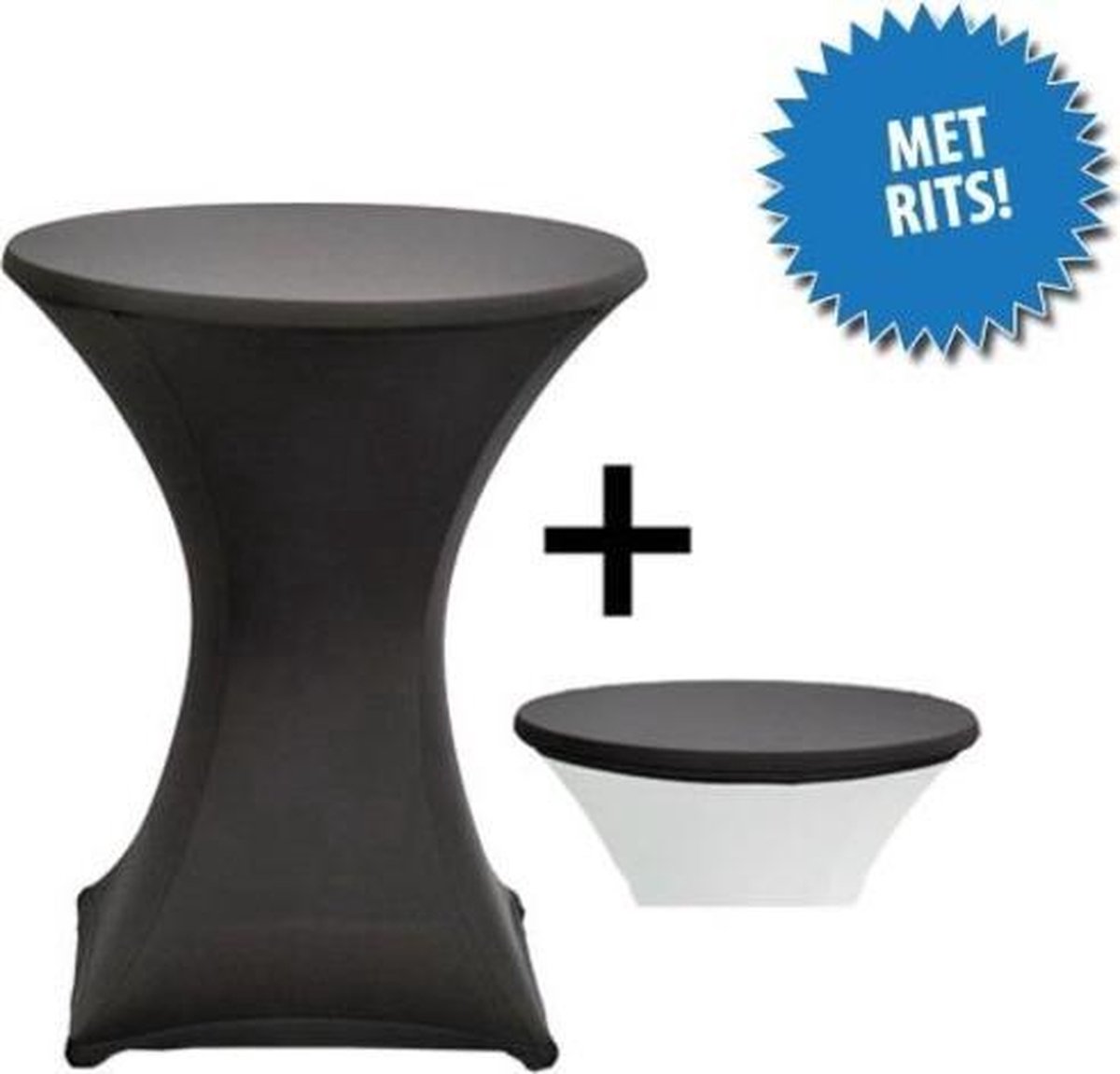 Cover Up Statafelrok Stretch, met rits - Ø80-85cm - Incl. Topcover - Antraciet