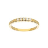 Glow ring met diamant rijring - 5 steens 0.10 ct G/SI - geelgoud 14kt - mt 58