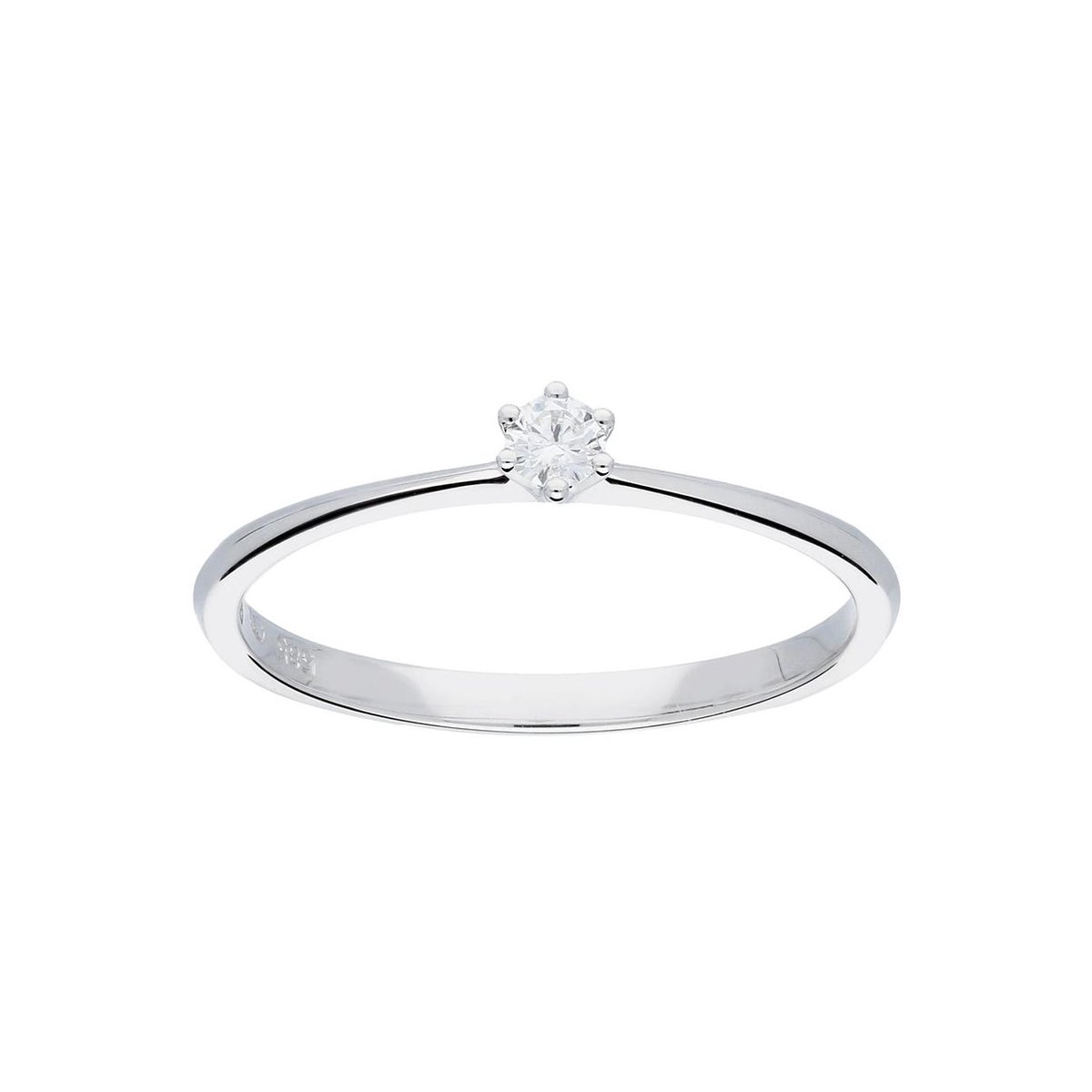Glow ring met diamant solitaire - 1-0.07ct G/SI - witgoud 14kt - mt 50