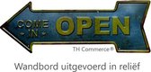 Open - Pijl - Metalen Decoratie Wandbord - Tuin - Huis - Bedrijf