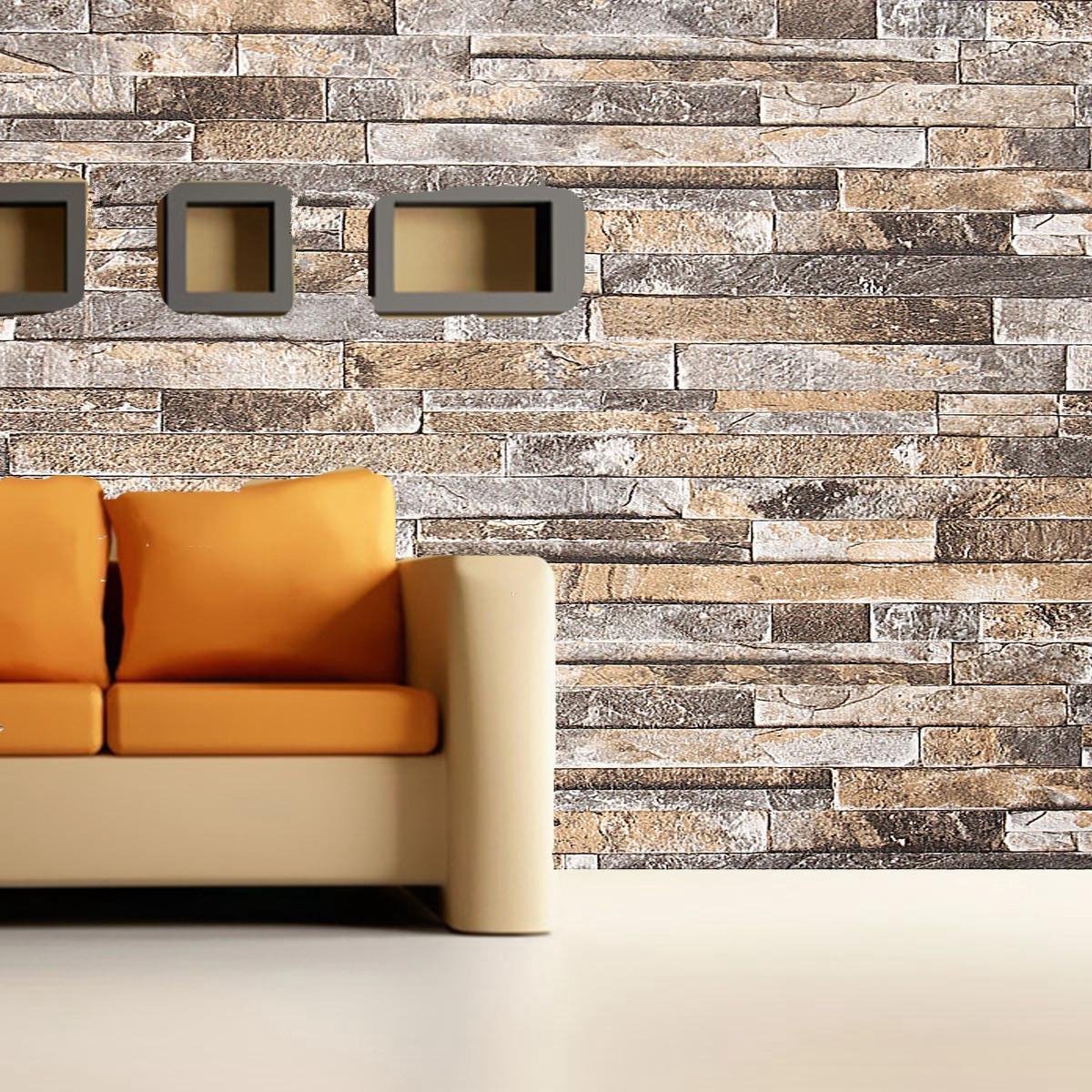 Verwachten toilet kubus 3D-muur papier baksteen steen patroon Vinyl WallPaper Roll woonkamer TV  achtergrond Decor | bol.com