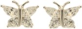 Behave® Dames oorbel steker vlinder zilver-kleur 1 cm