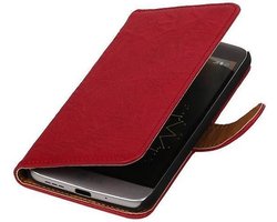 Washed Leer Bookstyle Wallet Case Hoesje - Geschikt voor Nokia Lumia 900 Roze
