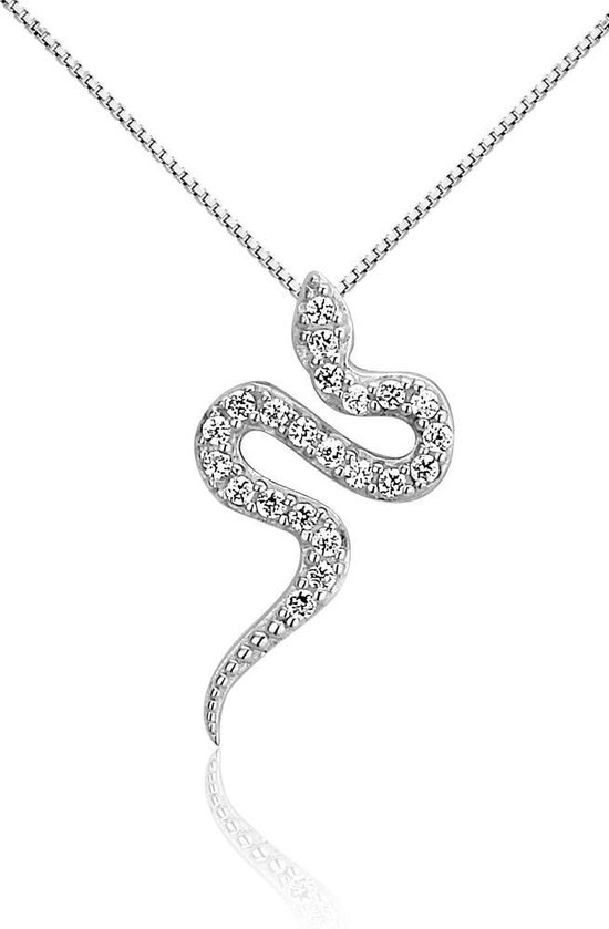 Montebello Ketting Snake - Dames - Zilver - Gerhodineerd - Slang - 10 x 20  mm - 45 cm | bol