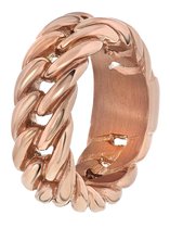 Lucardi - Stalen ring roseplated gourmetschakel