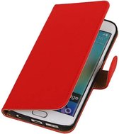 Effen Rood Samsung Galaxy S6 Edge - Book Case Wallet Cover Hoesje