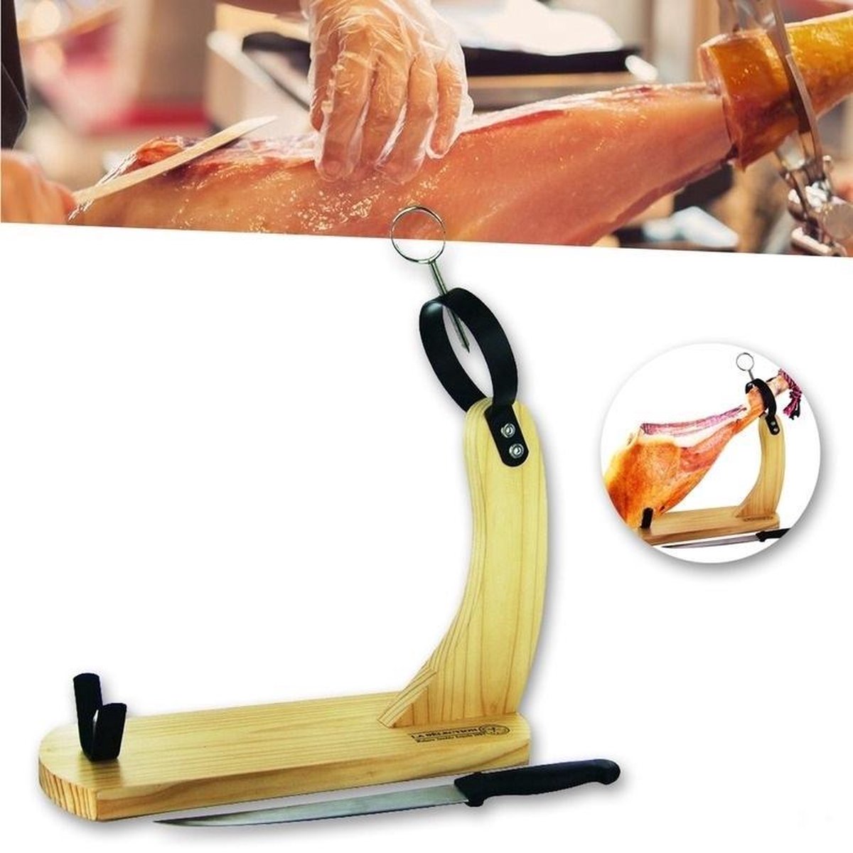 Nerthus FIH 1212 kantelbare hamhouder set draaibare kop hammes slijper en hoes voor ham snijden