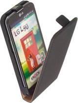 Lederen Zwart LG L90 Flip case case Telefoonhoesje