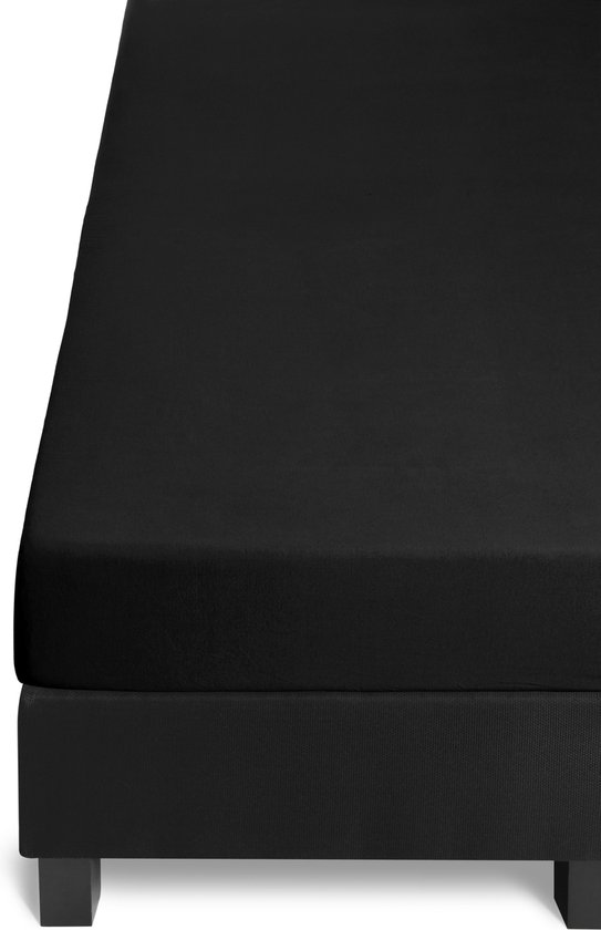 Riviera Maison - hoeslaken - katoen - jersey lycra - 140/160 x 200/220 cm - Zwart