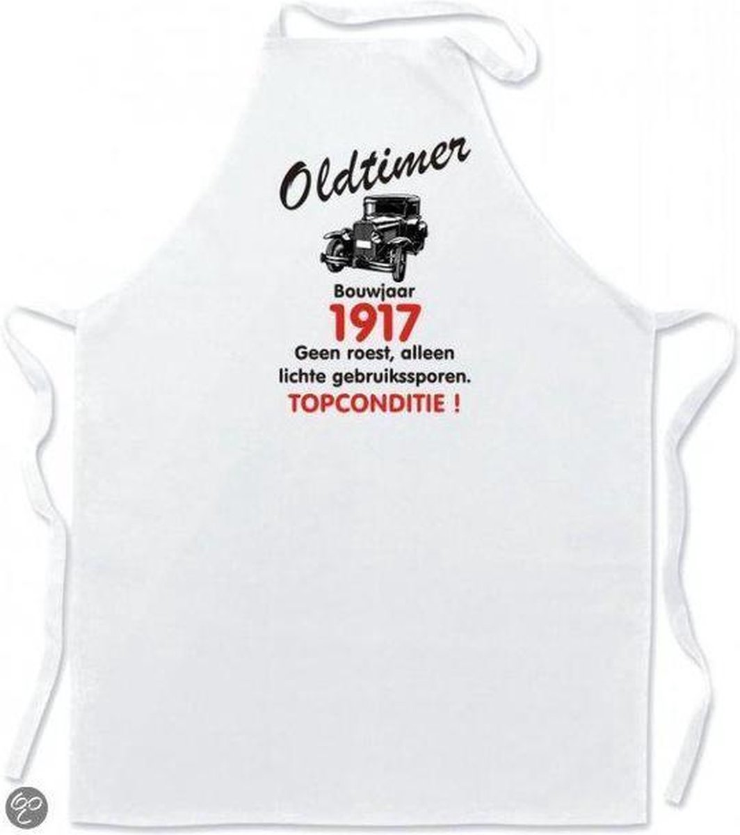 Mijncadeautje Keukenschort - Oldtimer Bouwjaar (geboortejaar) 1917
