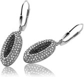 Orphelia Oorhanger Black & White Pave Zirconium Sterling Zilver 925