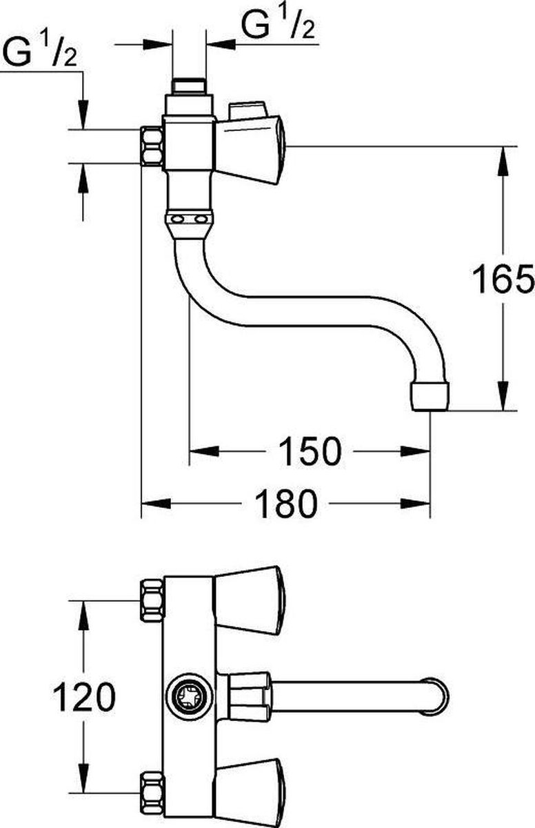 Fonteinkraan Grohe Costa Trend Chroom - Megadump Wormer