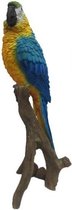 Dierenbeelden blauw/gele papegaai - Decoratie beeldje blauw/gele papegaai 30 cm