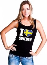 Zwart I love Zweden fan singlet shirt/ tanktop dames L