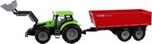 Tractor met voorlader en aanhanger 48 cm - Groen