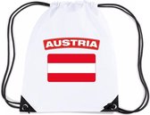 Oostenrijk nylon rijgkoord rugzak/ sporttas wit met Oostenrijkse vlag