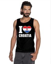 Zwart I love Kroatie fan singlet shirt/ tanktop heren XL