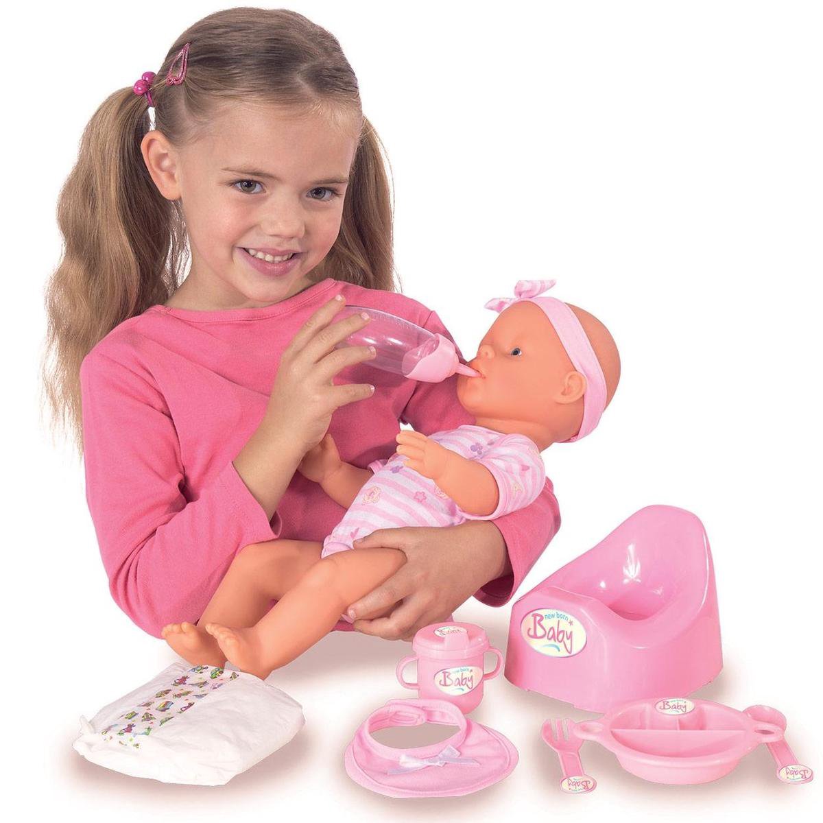 Simba - New Born Baby - Babypop - 43 cm - slapende ogen - roze - drink en plasfunctie - babypop — afbeelding 14