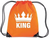 Oranje nylon rijgkoord rugzak/ sporttas King