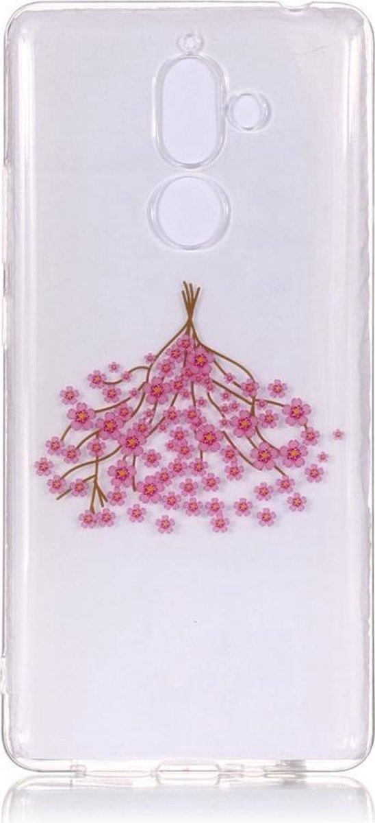 Shop4 - Nokia 7 Plus Hoesje - Zachte Back Case Bos Bloemen Transparant