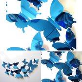 Premium Spiegelende 3D Vlinders Muursticker / Muurdecoratie Voor Kinderkamer / Babykamer / Slaapkamer - Vlinder Sticker Blauw