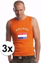 3x Koningsdag heren singlet shirts oranje maat M