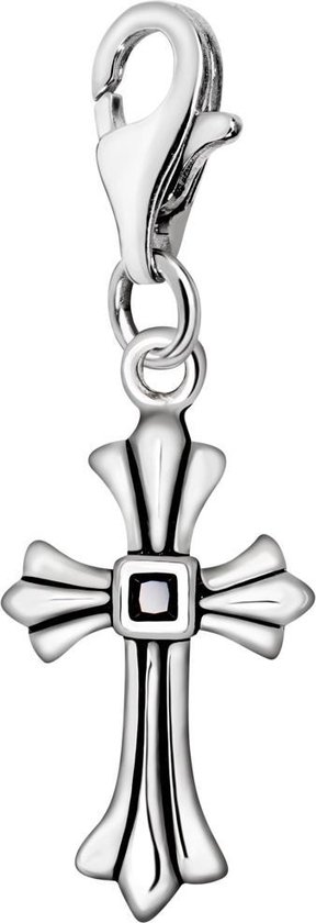 Quiges – 925 - Zilver – Charm - Bedel - Hanger - 3D Kruis met Prinses Zirkonia - met – sterling - zilver - karabijnslot - geschikt - voor - Zinzi, Thomas – Sabo - Ti Sento - Bedelarmband HC164