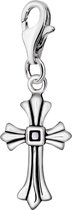 Quiges - 925 Zilver Charm Bedel Hanger 3D Kruis met Prinses Zirkonia - HC164
