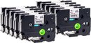 10 Pack Compatible Label Tape TZe-241/ TZ-241 Zwart op Wit 18mm x 8m voor PT-D450VP, PT-D600VP, PT-D800W, PT-E300VP label printer