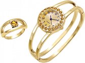 Luigi Vigaro Horloge en ring Ring voorzien van Citrine kristalglas steen.  - Staal
