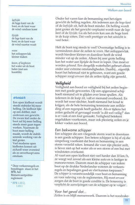 Illustratie van een zeilboot met informatie over ballast en stabiliteit, met Nederlandse tekst.