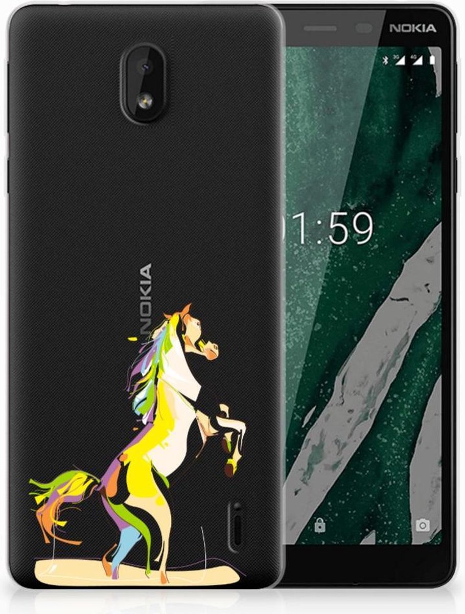 Nokia 1 Plus Telefoonhoesje met Naam Horse Color