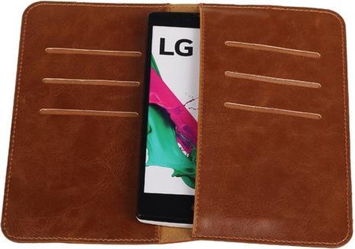 Bruin Pull-up Medium Pu portemonnee wallet voor LG Optimus L7 P700
