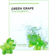 Groene Druiven Gezichtsmasker met Hals 5 st
