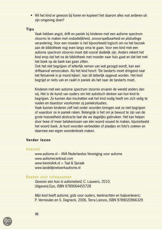 Tekstpagina over autisme, met tips.