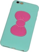 Vlinder Telefoonstandaard Case TPU iPhone 6 Groen - Back Cover Case Wallet Hoesje