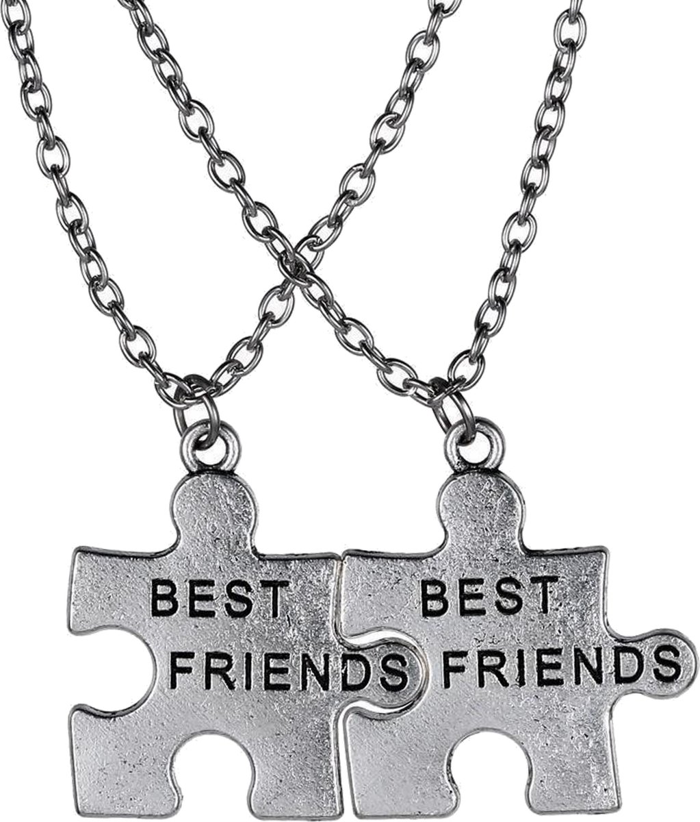Bracelet amitié puzzle en chaîne best friends couleur or et argent