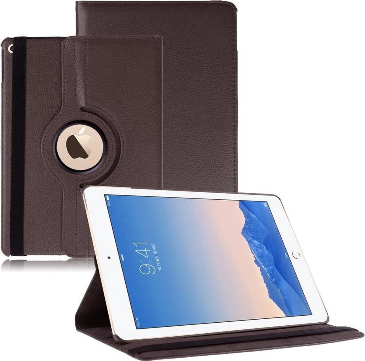 iPad Pro 9.7 Hoes Cover 360 graden Multi-stand Case draaibare Bruin