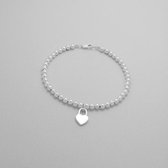 925 Zilveren kralen armband met hartbedel