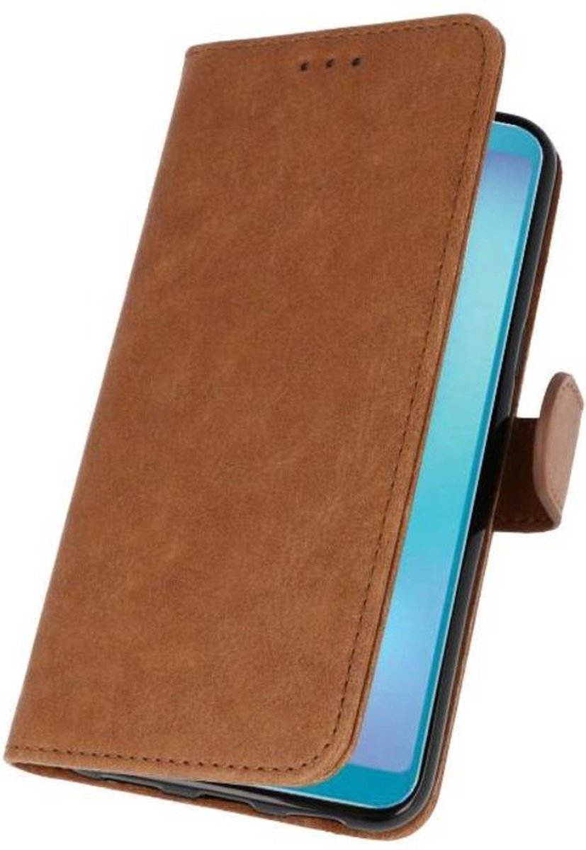 Hoesje Geschikt voor Samsung Galaxy A8s - Kaarthouder Book Case Telefoonhoesje - Bruin