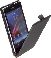 LELYCASE Premium Flip Case Lederen Cover Bescherm  Cover Sony Xperia Z1 Zwart