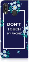 Geschikt voor Samsung Galaxy M20 Design Case Flowers Blue DTMP