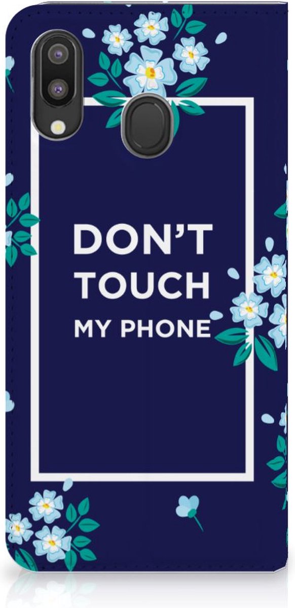 Book Case voor Samsung Galaxy M20 Design Case Flowers Blue DTMP