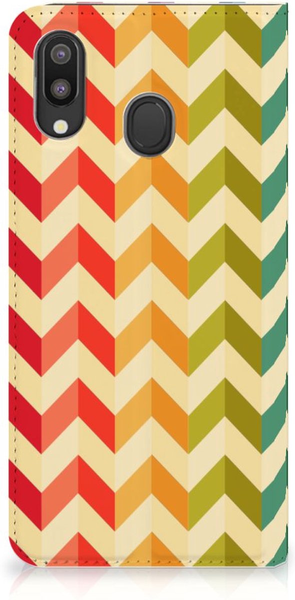 Samsung Galaxy M20 Hoesje met Magneet Zigzag Multi Color