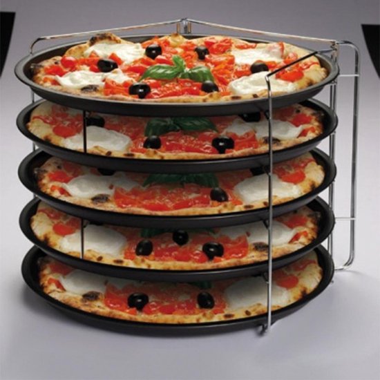 pizza rek - voor bakken van 5 pizza's tegelijk | bol.com
