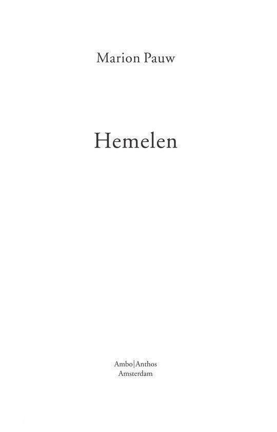 Boekcover 'Hemelen' van Marion Pauw met een witte achtergrond en de titel in het zwart.