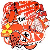 Random Sticker mix met rood thema - 50 verschillende rode stickers voor laptop, muur, auto, skateboard, deur etc.