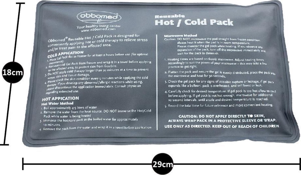Goedkoopste Warm en koud kompres (hot-cold pack) - 3 stuks – herbruikbaar- standaardformaat (18 x 29cm) - hulpmiddel tegen spierpijn, stijve spieren en fysieke pijnen - ObboMed MV- 5430